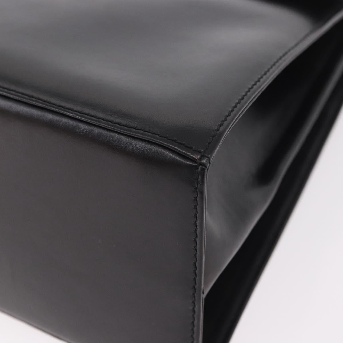 Salvatore Ferragamo Gancini Hand Bag Leather 2way Black Gold Auth 190078