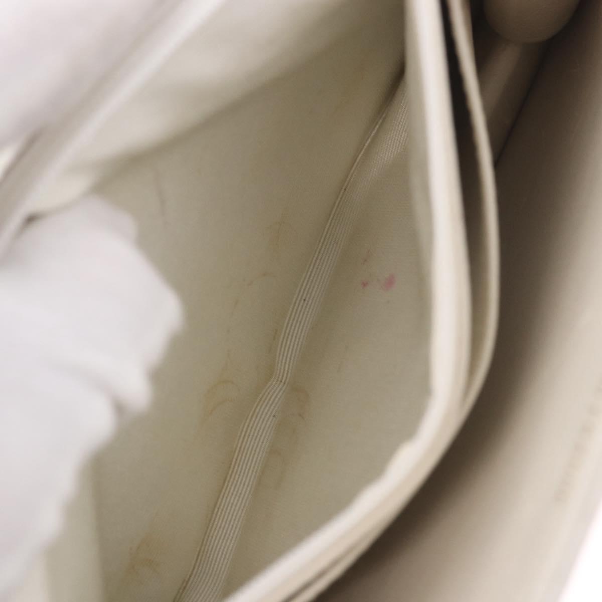 CHANEL Double Turn Lock Matelasse Chain Bag Lamb Skin White CC Auth 190079SAV