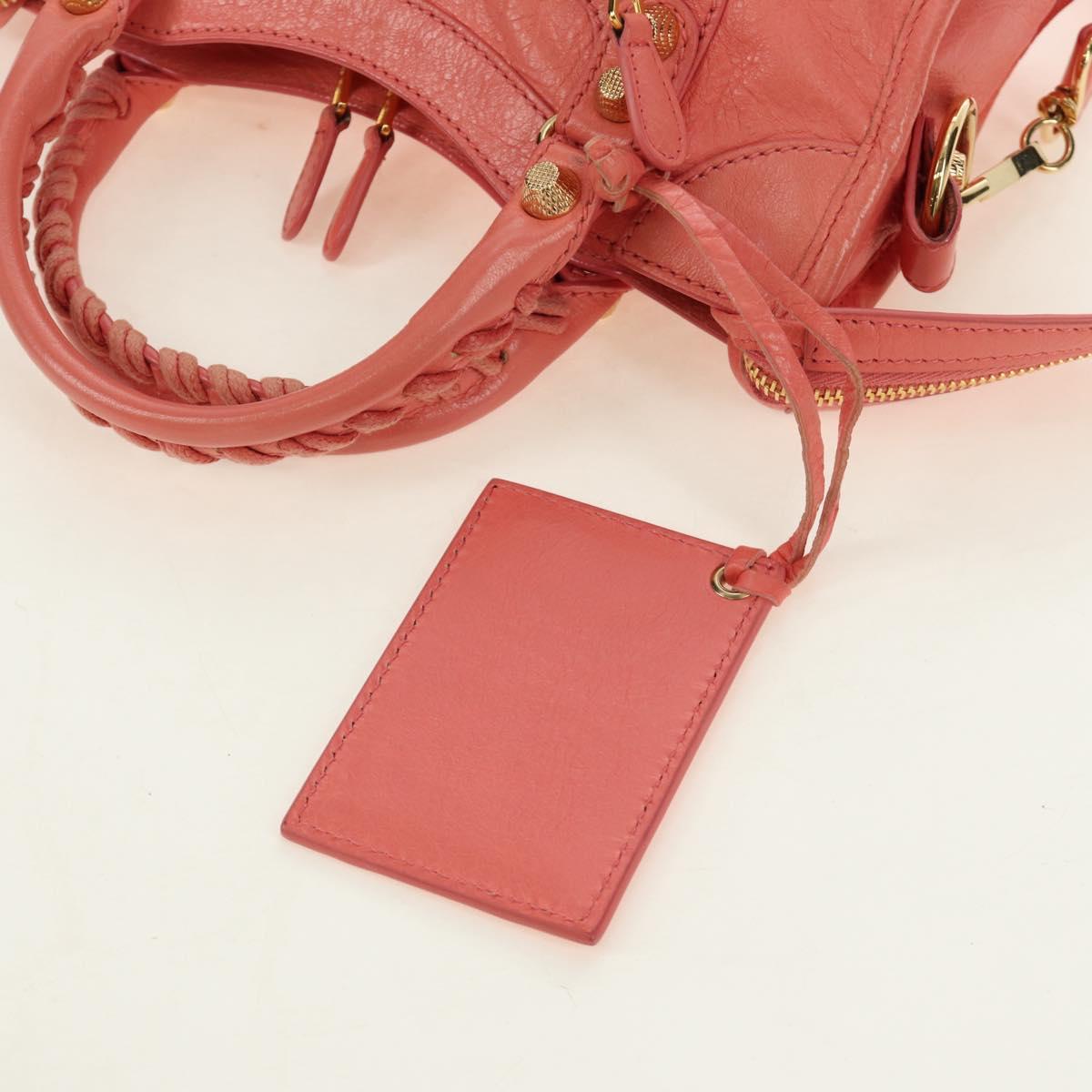 BALENCIAGA Giant Mini City Hand Bag Leather 2way Pink Gold 309544 Auth 190081SAM