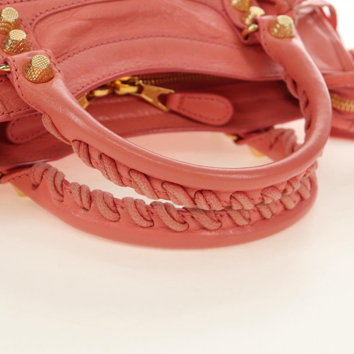 BALENCIAGA Giant Mini City Hand Bag Leather 2way Pink Gold 309544 Auth 190081SAM