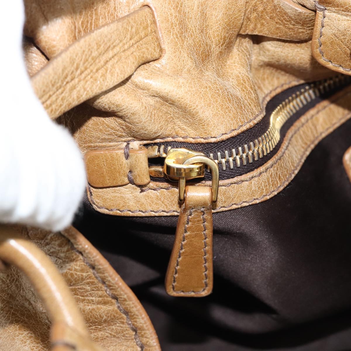 Miu Miu Hand Bag Leather Beige Gold Auth 190085SAM