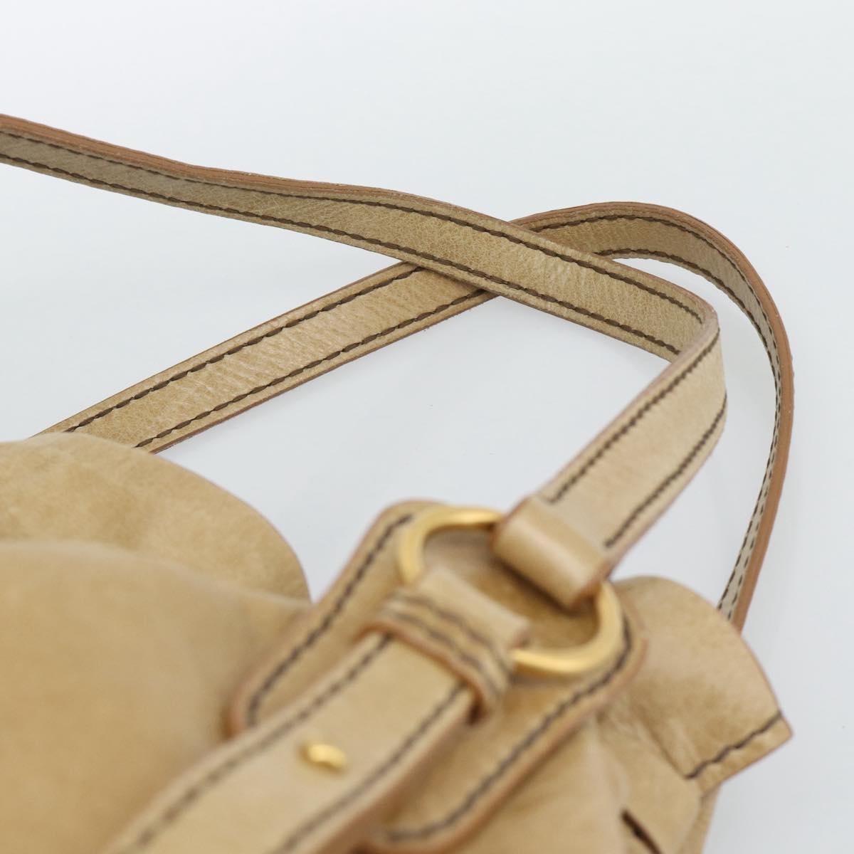 Miu Miu Hand Bag Leather Beige Gold Auth 190085SAM
