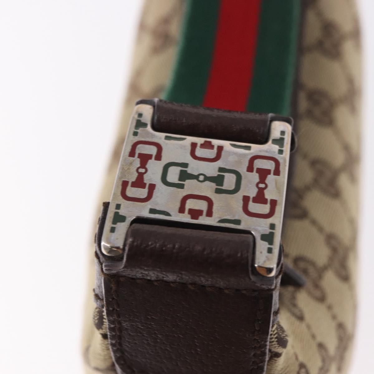 GUCCI GG Canvas Sherry Line Hand Bag Beige Silver 145811 Auth 190086V