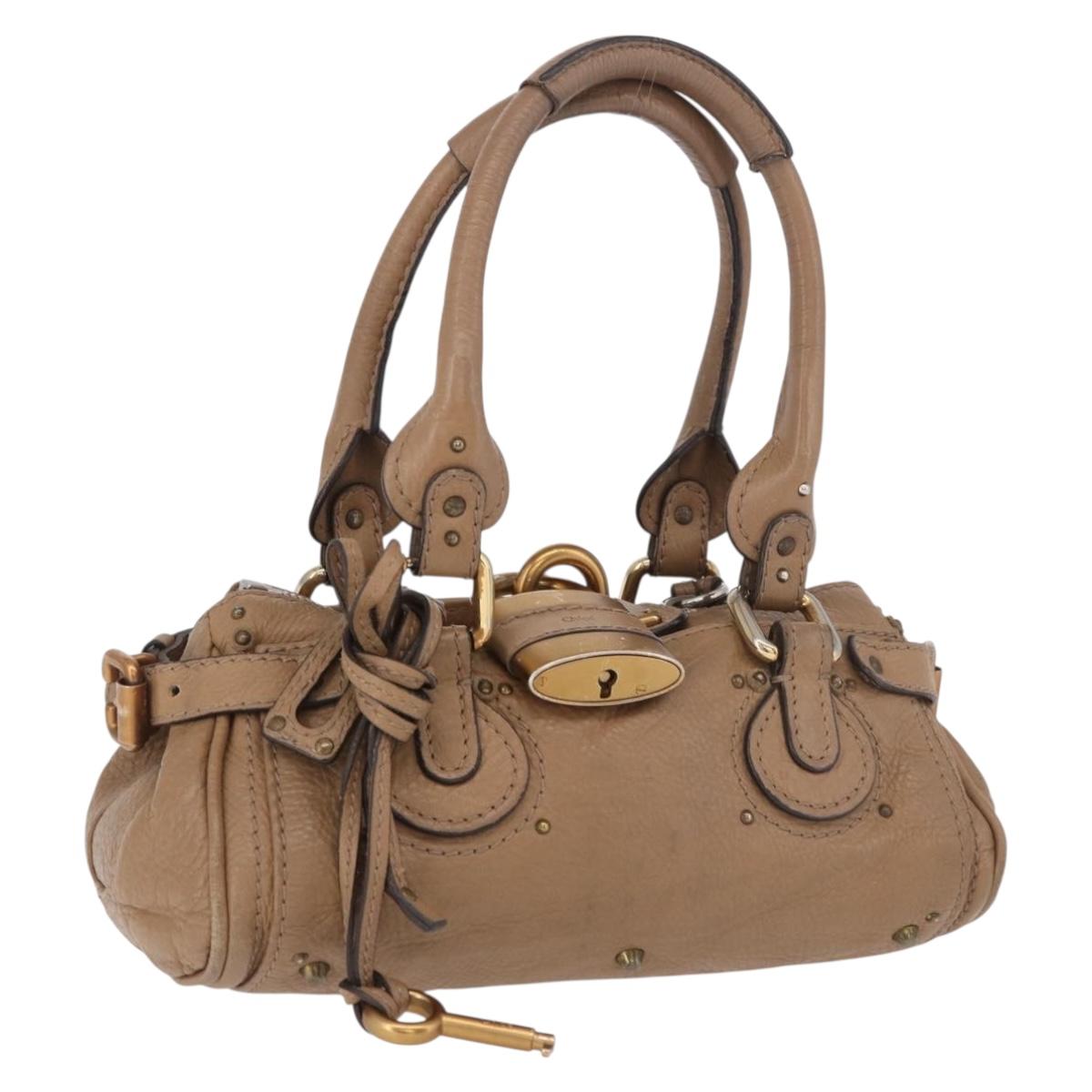 Chloe Paddington Hand Bag Leather Beige Gold Silver Auth 190089A
