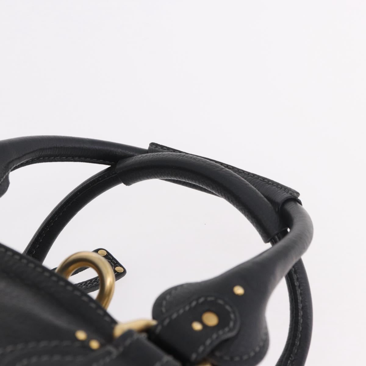 Chloe Paddington Hand Bag Leather Black Gold Silver Auth 190091A