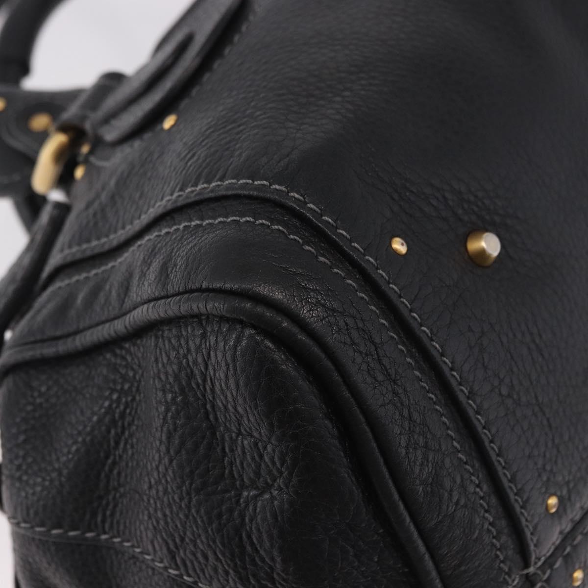 Chloe Paddington Hand Bag Leather Black Gold Silver Auth 190091A
