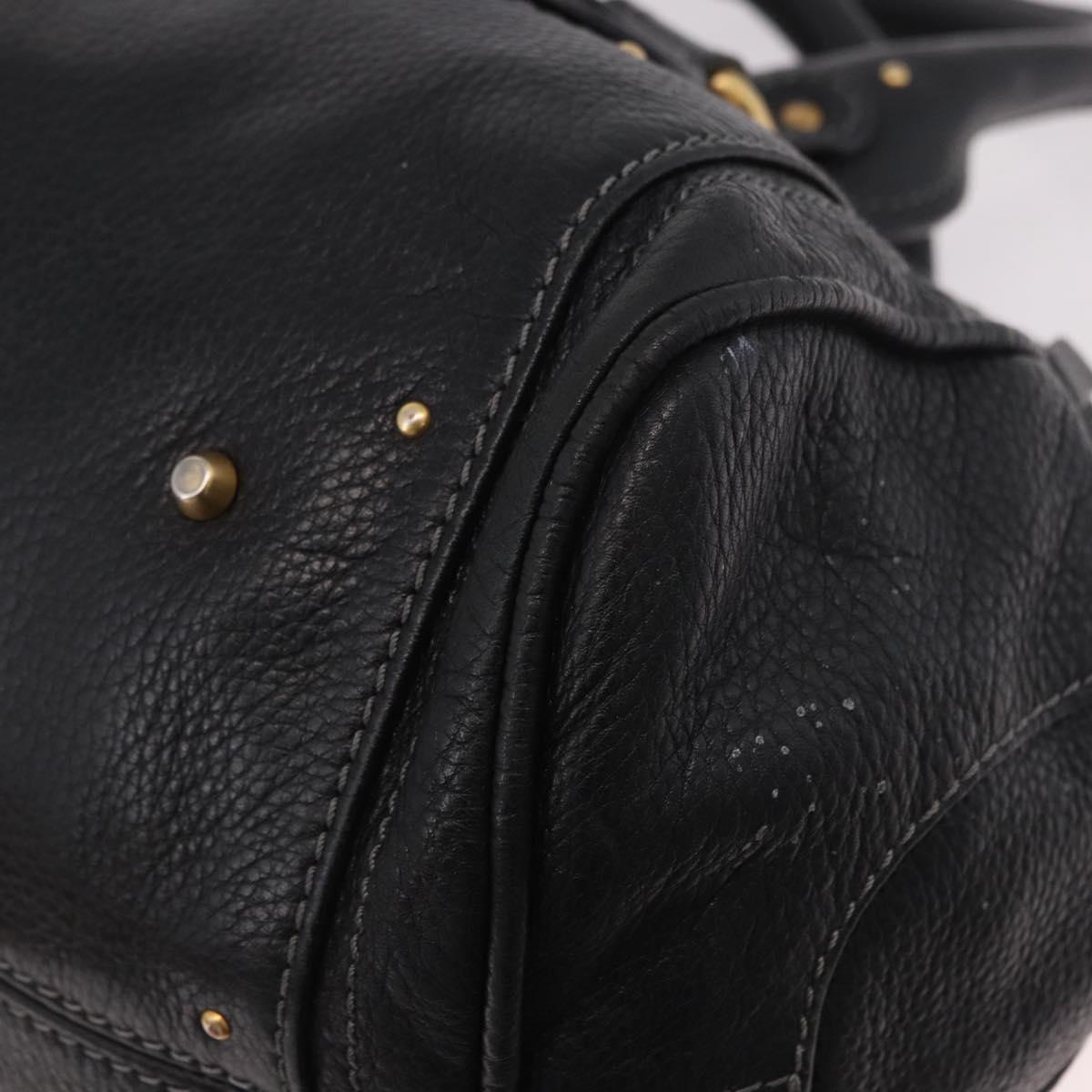 Chloe Paddington Hand Bag Leather Black Gold Silver Auth 190091A
