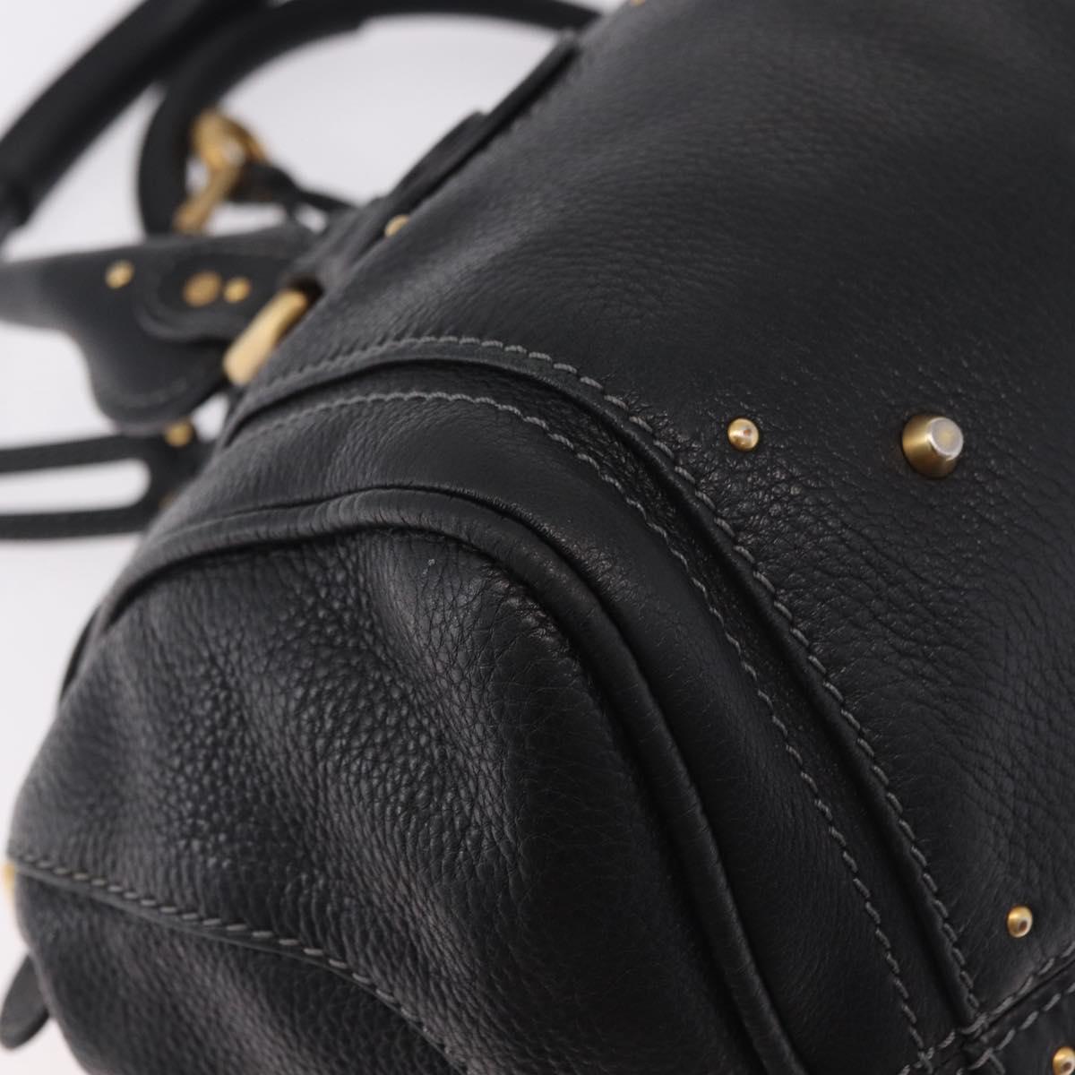 Chloe Paddington Hand Bag Leather Black Gold Silver Auth 190091A
