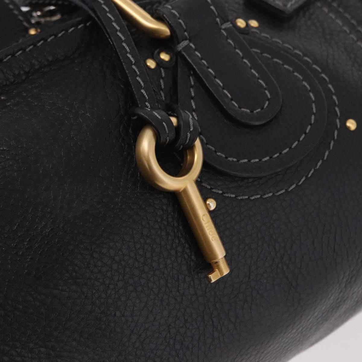 Chloe Paddington Hand Bag Leather Black Gold Silver Auth 190091A