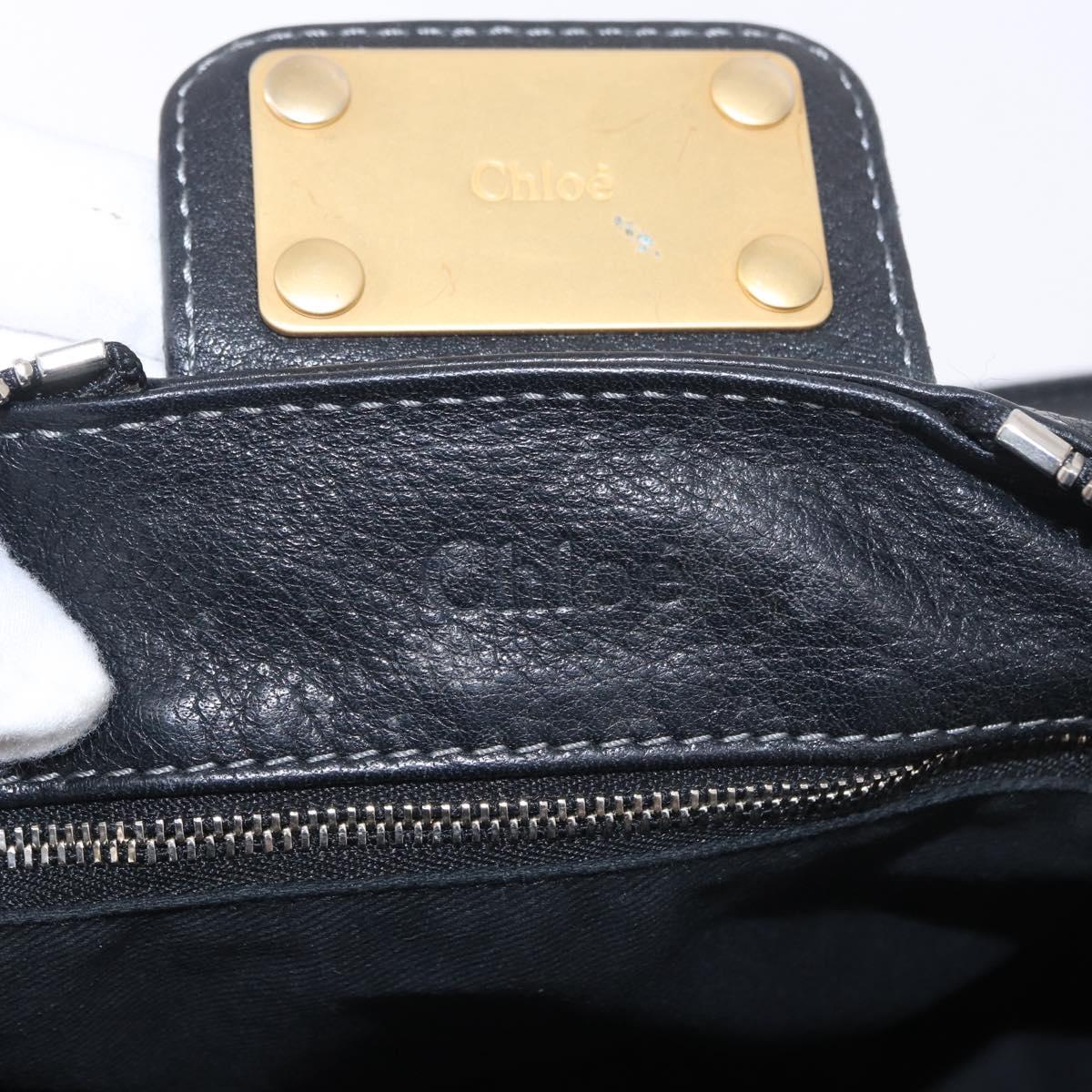 Chloe Paddington Hand Bag Leather Black Gold Silver Auth 190091A