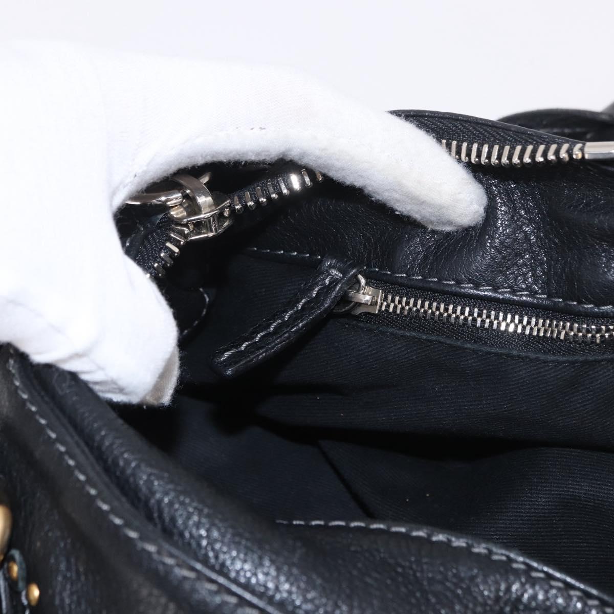 Chloe Paddington Hand Bag Leather Black Gold Silver Auth 190091A