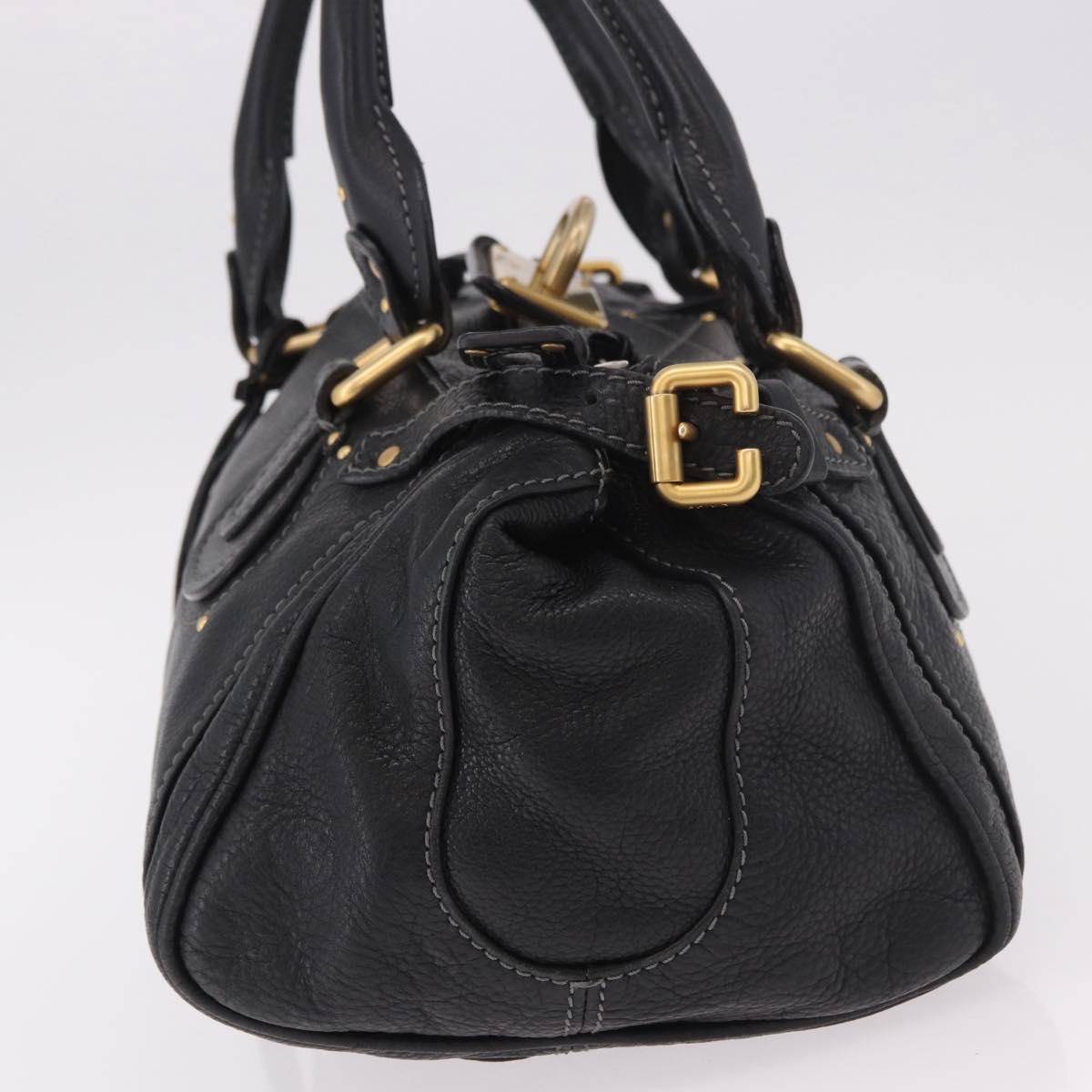 Chloe Paddington Hand Bag Leather Black Gold Silver Auth 190091A