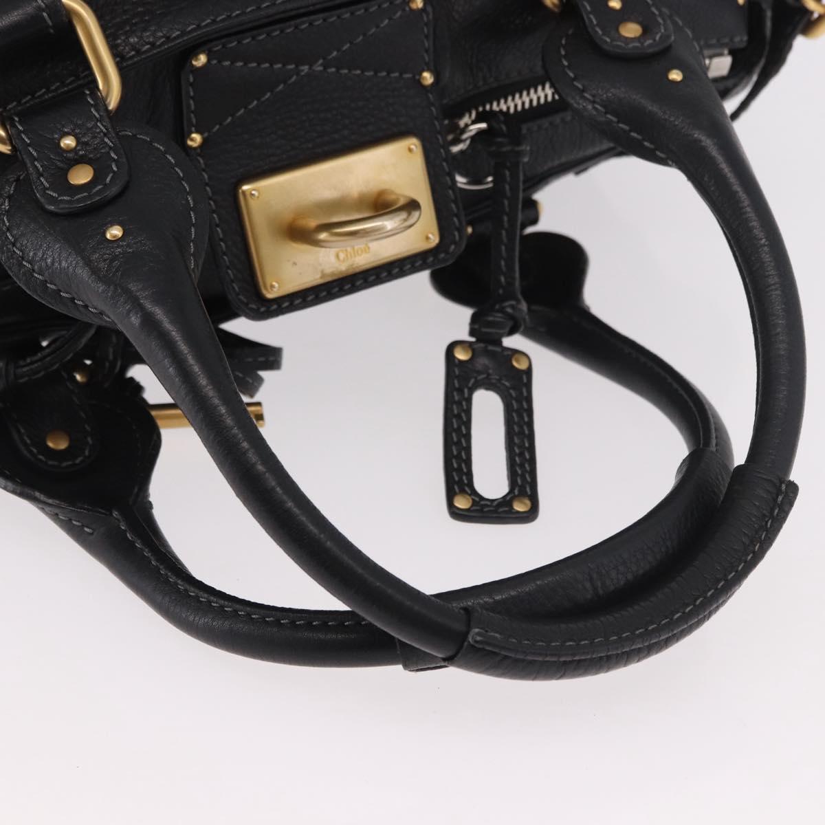 Chloe Paddington Hand Bag Leather Black Gold Silver Auth 190091A