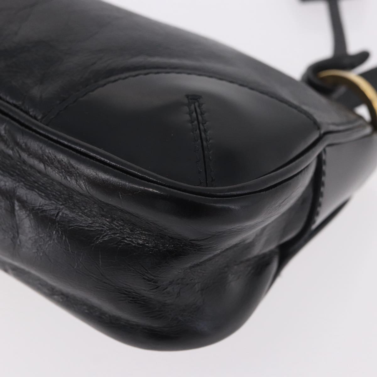 PRADA Hand Bag Leather Black Gold 1BC201 Auth 190093SAM