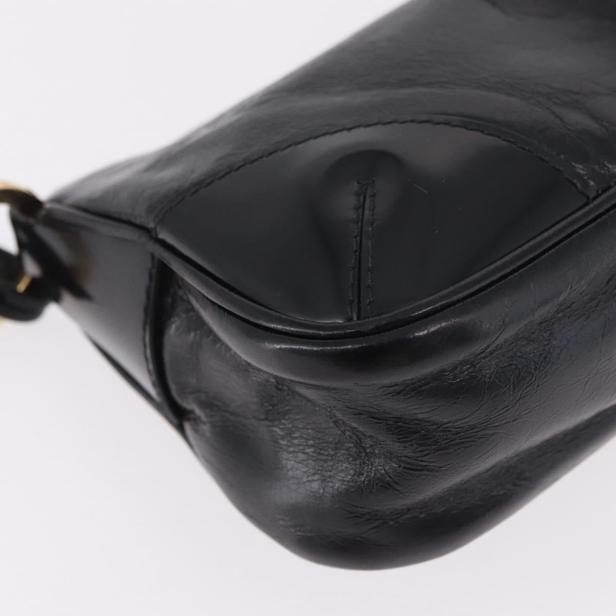 PRADA Hand Bag Leather Black Gold 1BC201 Auth 190093SAM