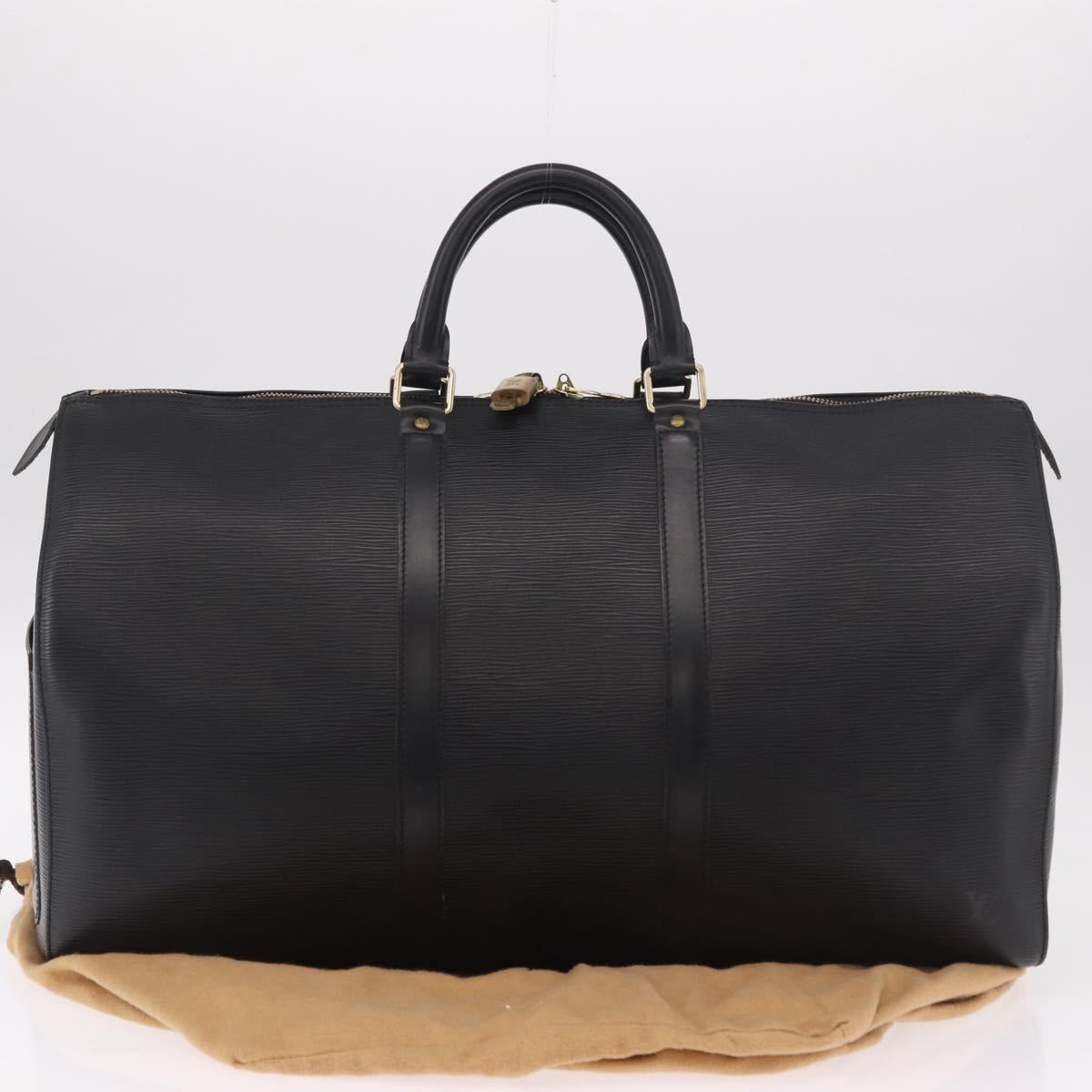 LOUIS VUITTON Epi Keepall 50 Boston Bag Black M42962 LV Auth 190102SAV