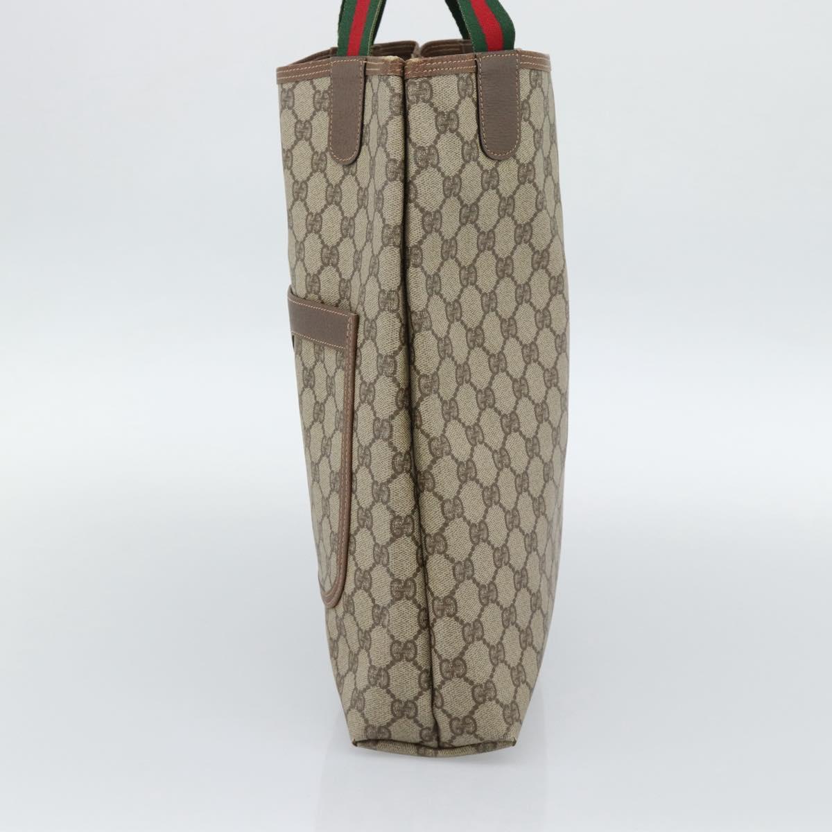 GUCCI GG Supreme Web Sherry Line Tote Bag PVC Beige Red 002 58 6487 Auth 190108
