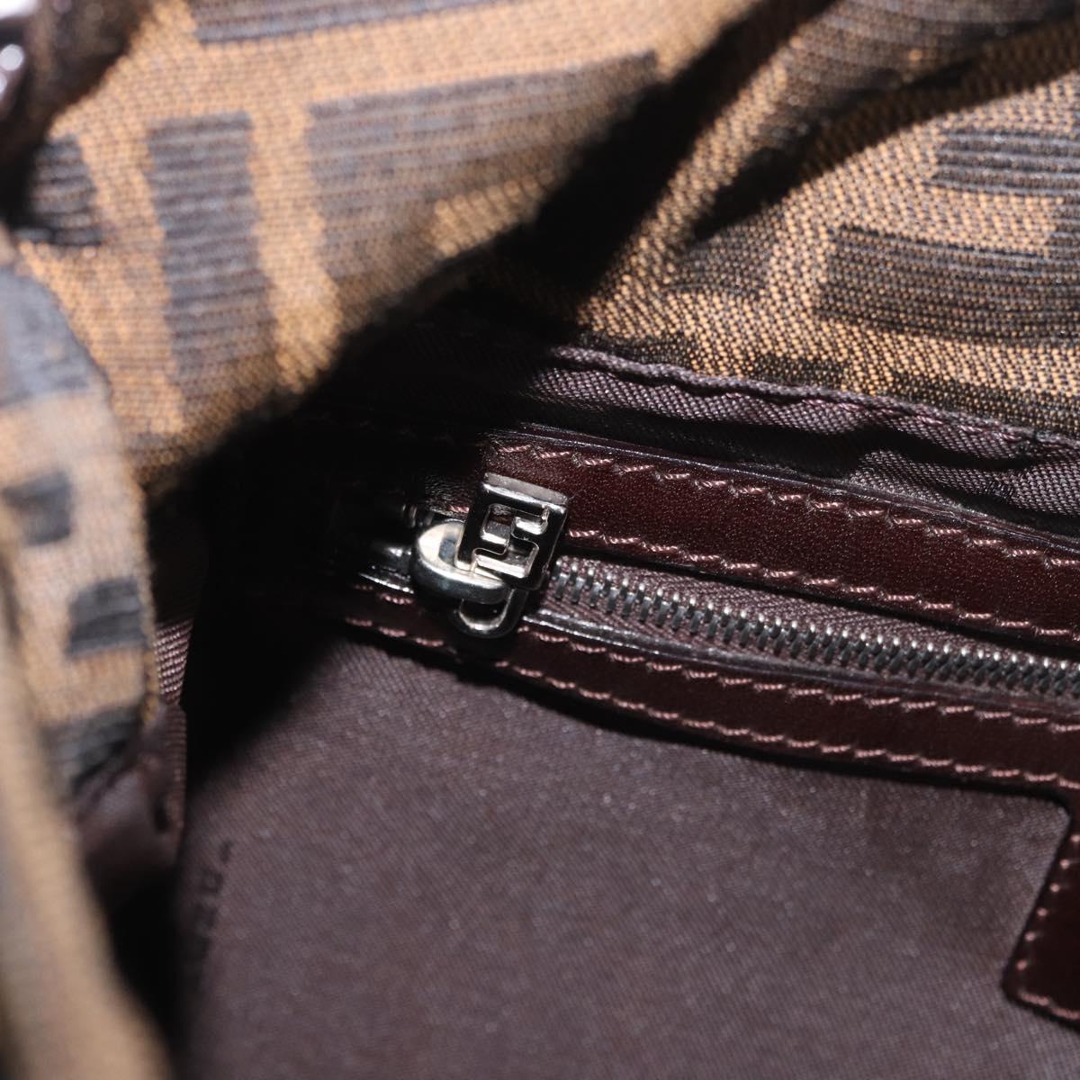 FENDI Zucca Canvas Mamma Baguette Shoulder Bag Black Brown Auth 190109SAV