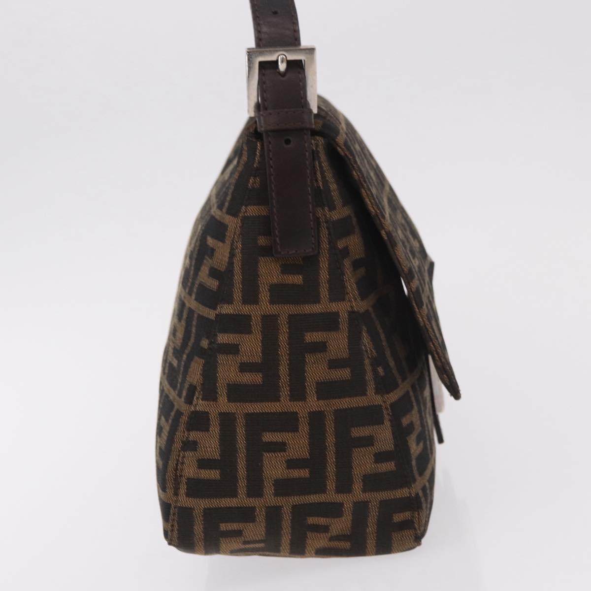 FENDI Zucca Canvas Mamma Baguette Shoulder Bag Black Brown Auth 190109SAV