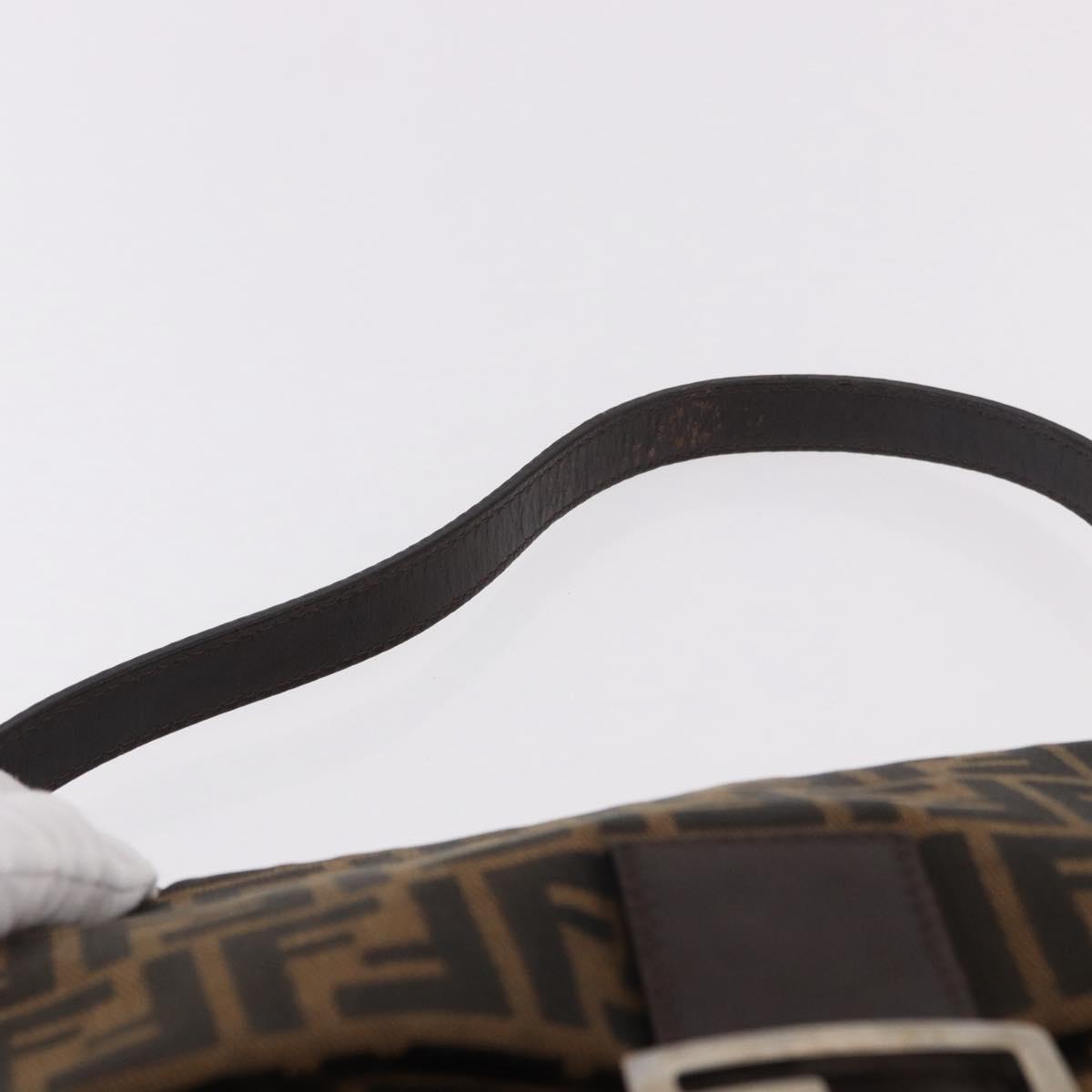 FENDI Zucca Canvas Mamma Baguette Shoulder Bag Black Brown Auth 190109SAV