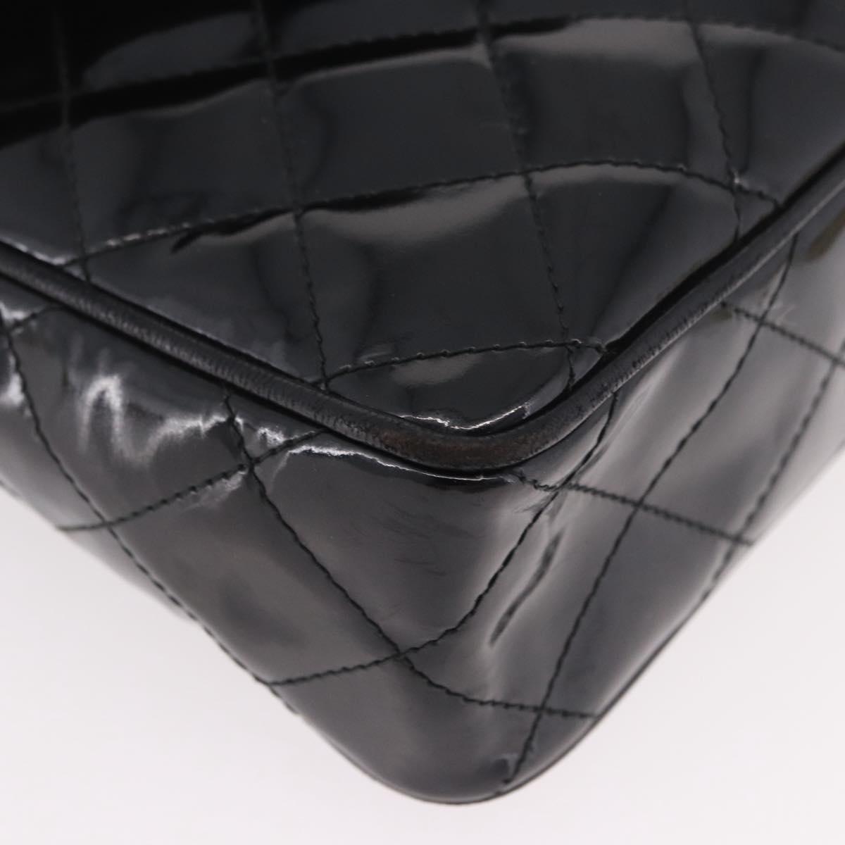 CHANEL Matelasse Chain Shoulder Bag Patent leather Black Gold CC Auth 190111A