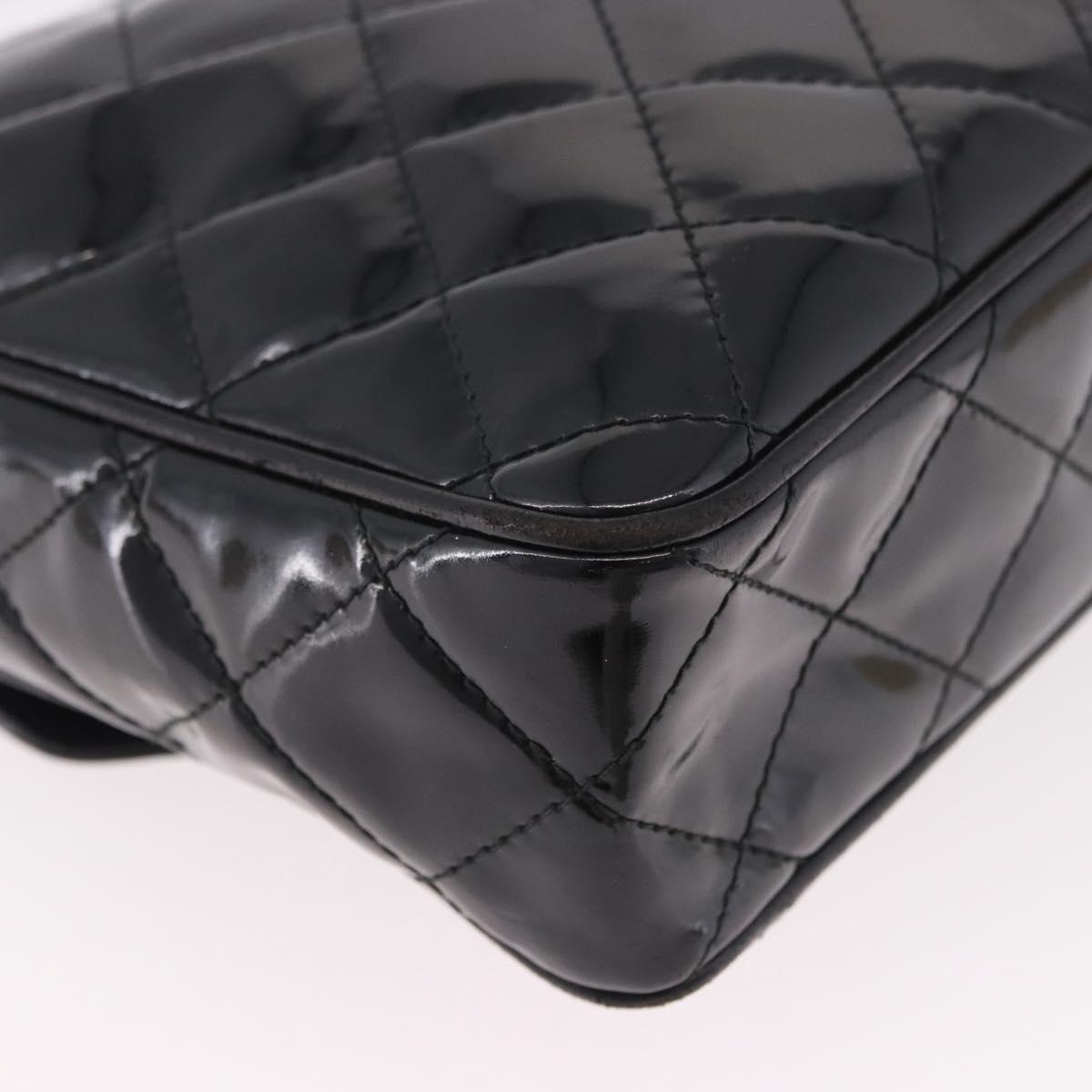 CHANEL Matelasse Chain Shoulder Bag Patent leather Black Gold CC Auth 190111A