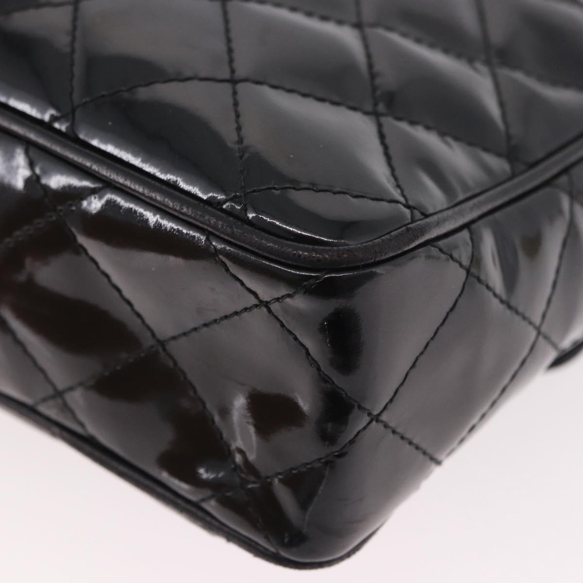 CHANEL Matelasse Chain Shoulder Bag Patent leather Black Gold CC Auth 190111A
