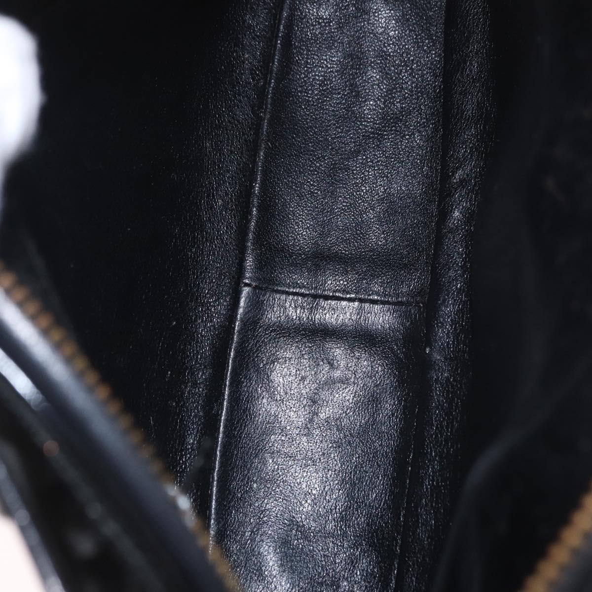 CHANEL Matelasse Chain Shoulder Bag Patent leather Black Gold CC Auth 190111A