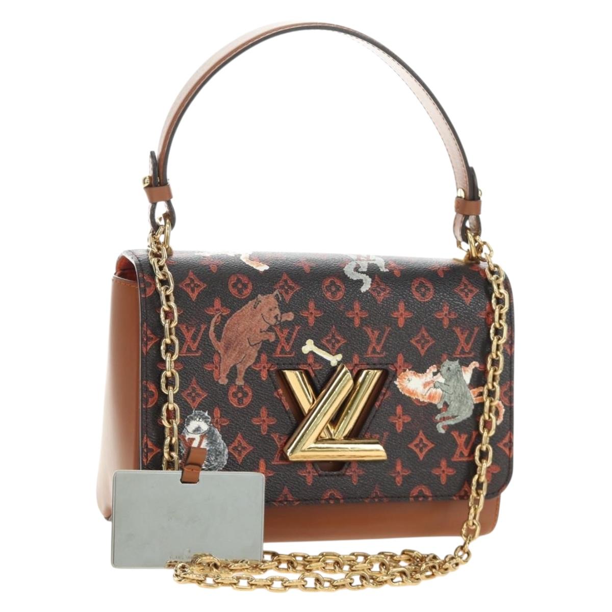 LOUIS VUITTON Catgram Sac Twist MM Shoulder Bag Marron M44408 LV Auth 190114SAM