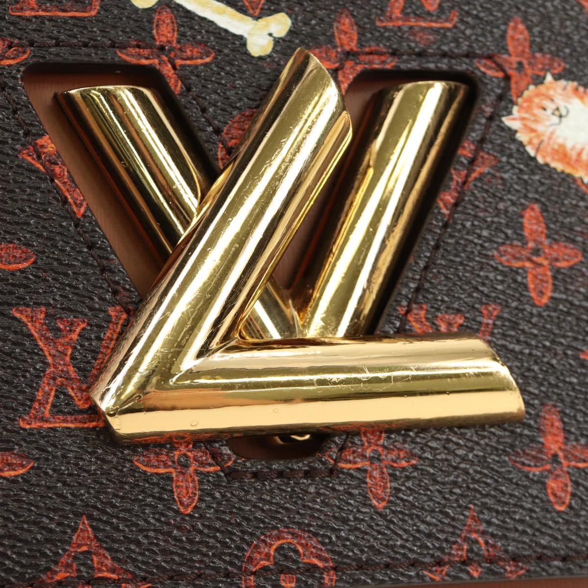 LOUIS VUITTON Catgram Sac Twist MM Shoulder Bag Marron M44408 LV Auth 190114SAM