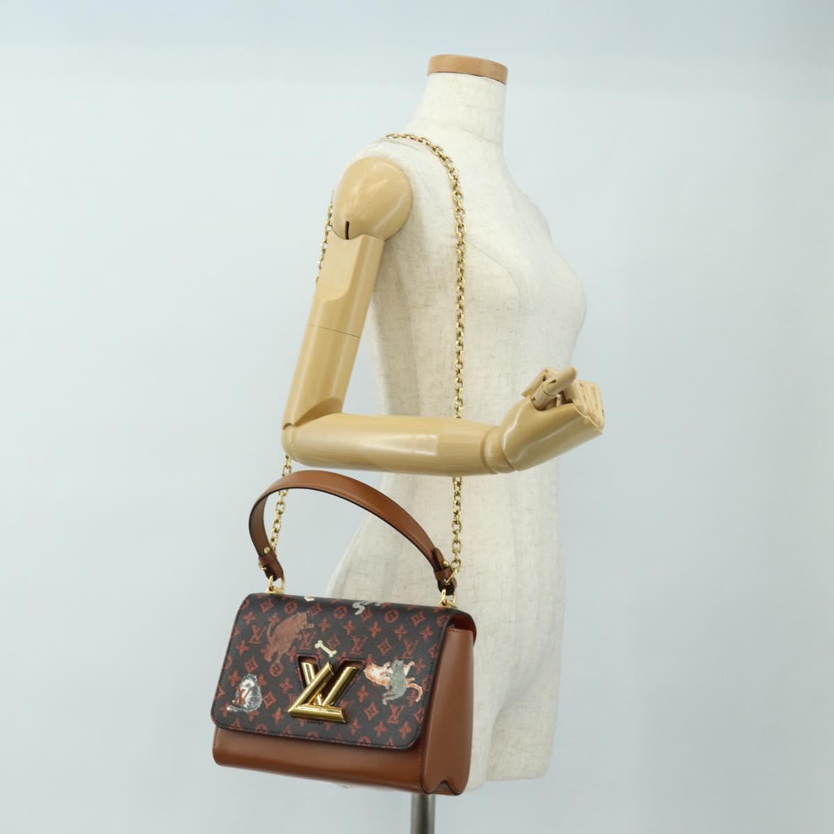 LOUIS VUITTON Catgram Sac Twist MM Shoulder Bag Marron M44408 LV Auth 190114SAM