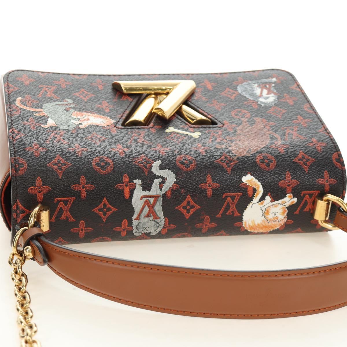 LOUIS VUITTON Catgram Sac Twist MM Shoulder Bag Marron M44408 LV Auth 190114SAM