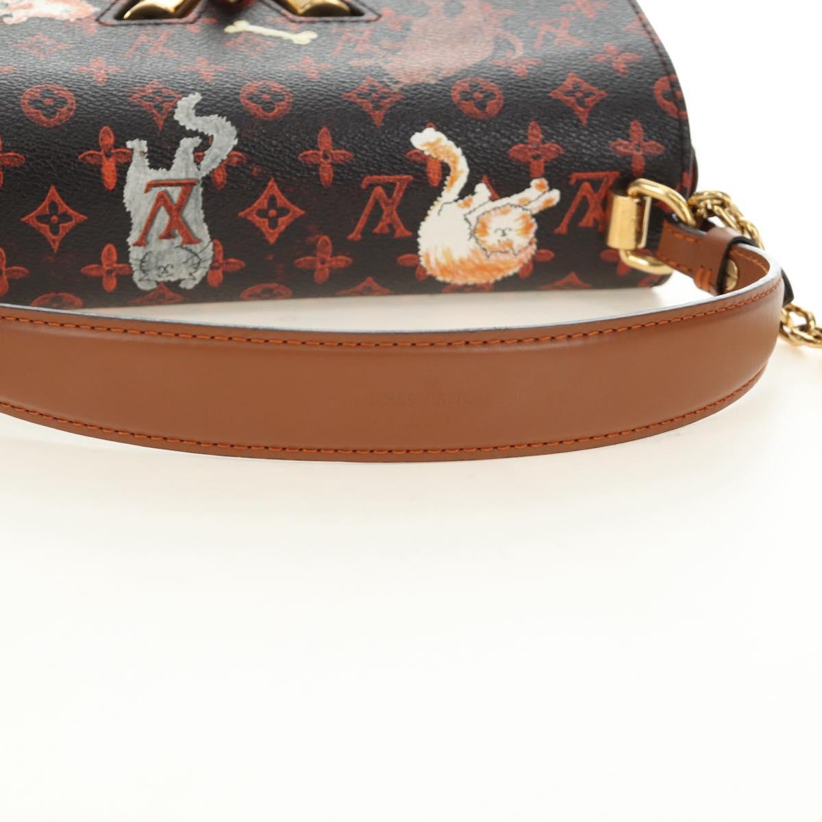 LOUIS VUITTON Catgram Sac Twist MM Shoulder Bag Marron M44408 LV Auth 190114SAM