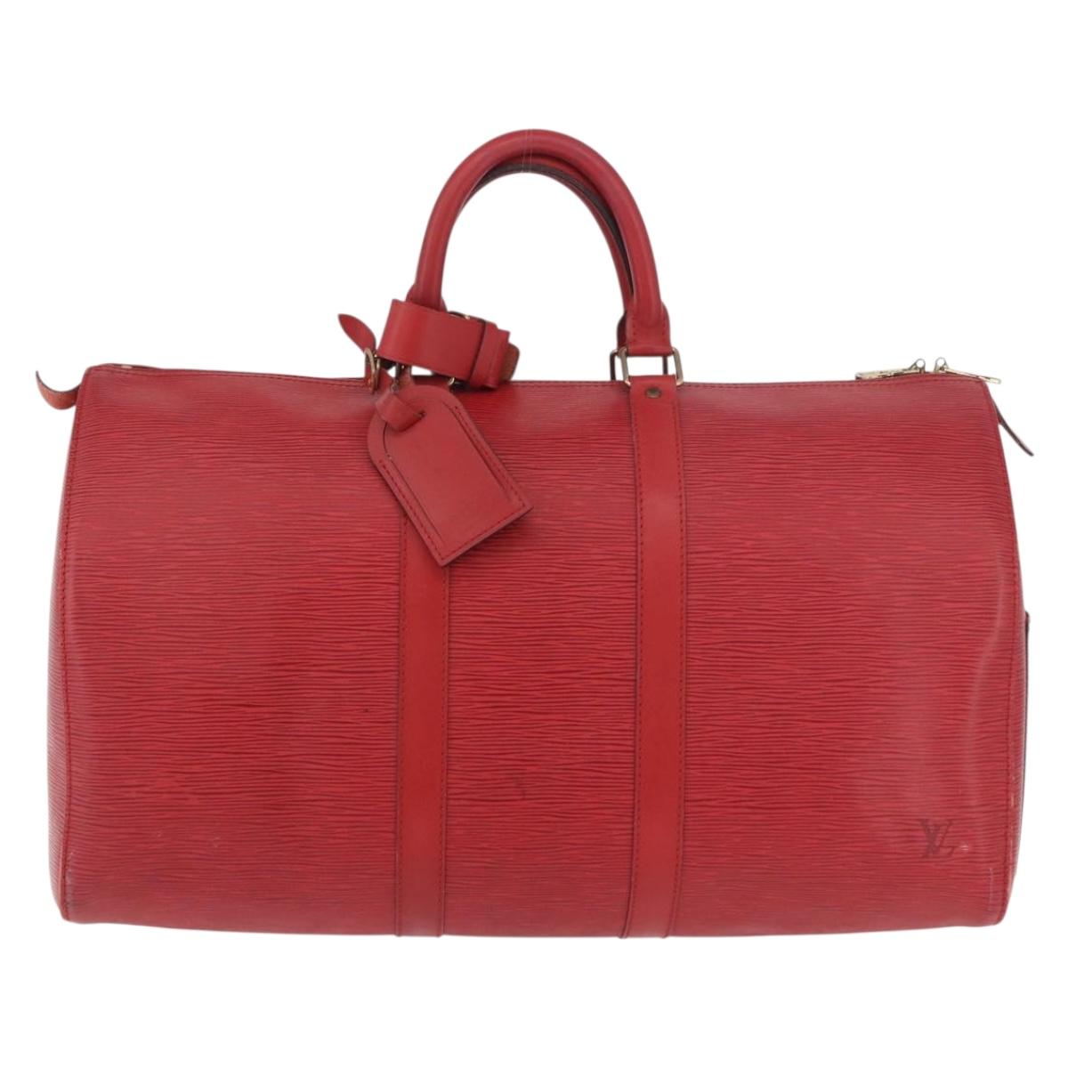 LOUIS VUITTON Epi Keepall 50 Boston Bag Red M42967 LV Auth 190116A