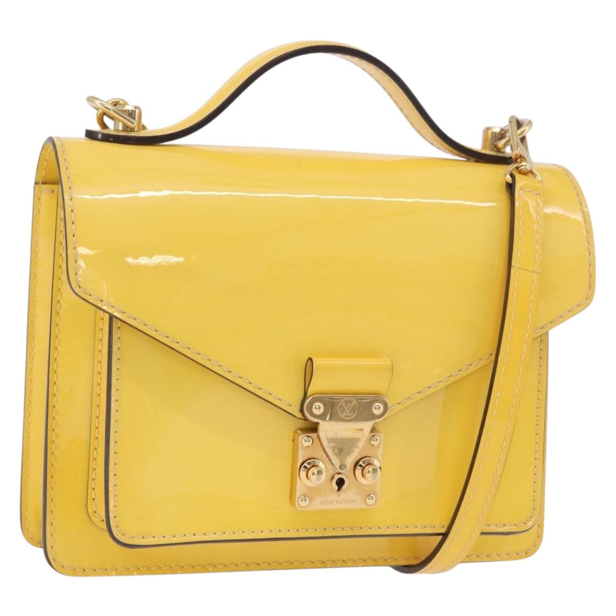 LOUIS VUITTON Monogram Vernis Monceau BB Hand Bag 2way Yellow LV Auth 190117A