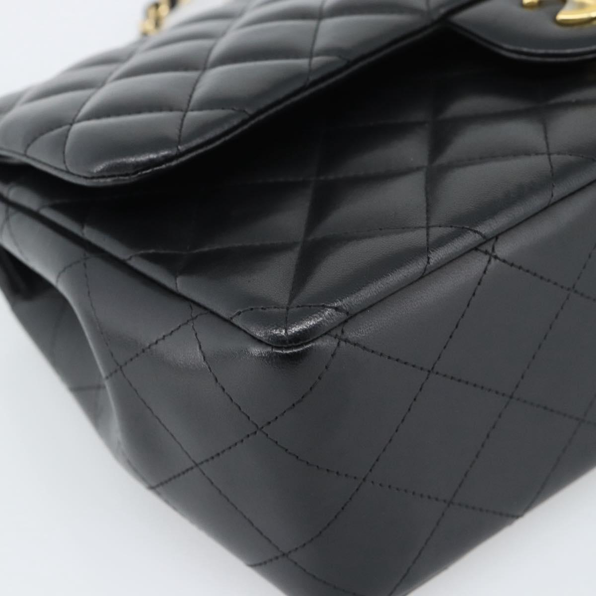 CHANEL Matelasse 30 Chain Shoulder Bag Lamb Skin Gold Black CC Auth 190118SAM