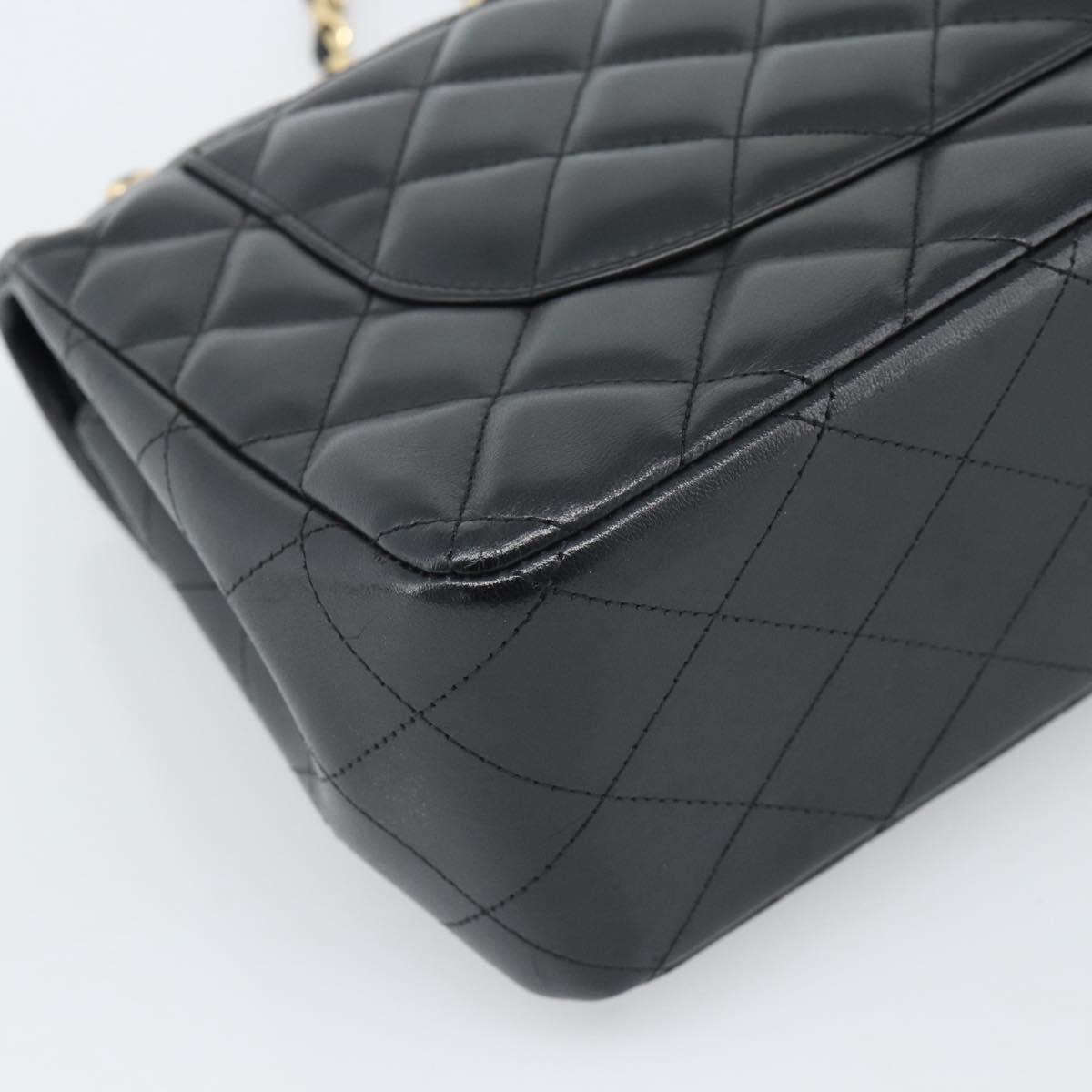 CHANEL Matelasse 30 Chain Shoulder Bag Lamb Skin Gold Black CC Auth 190118SAM