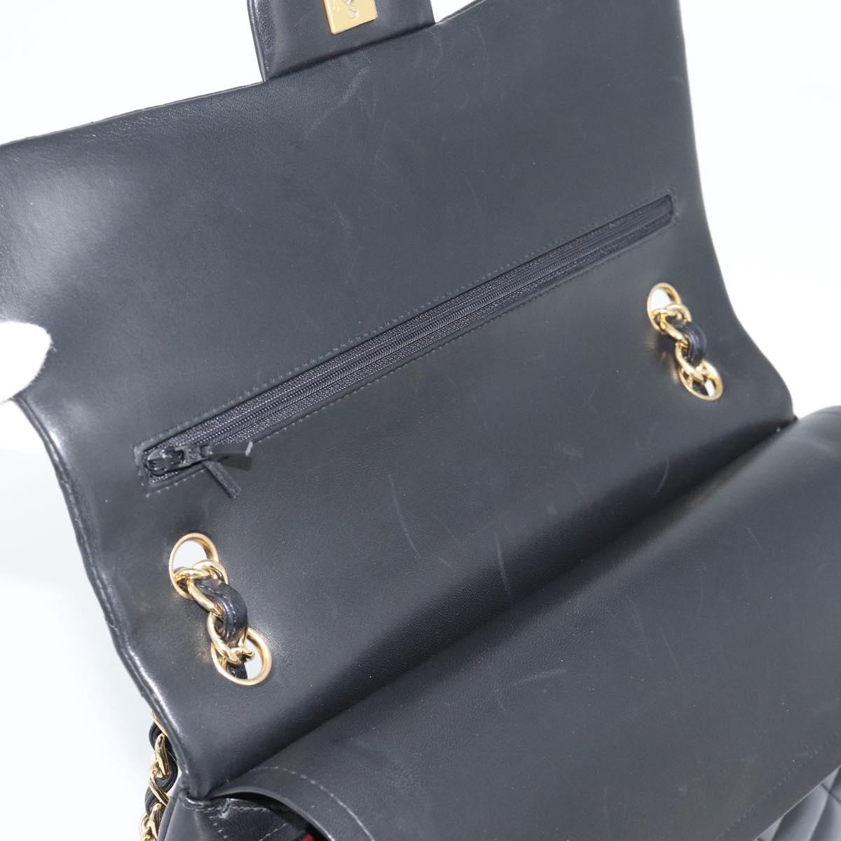 CHANEL Matelasse 30 Chain Shoulder Bag Lamb Skin Gold Black CC Auth 190118SAM