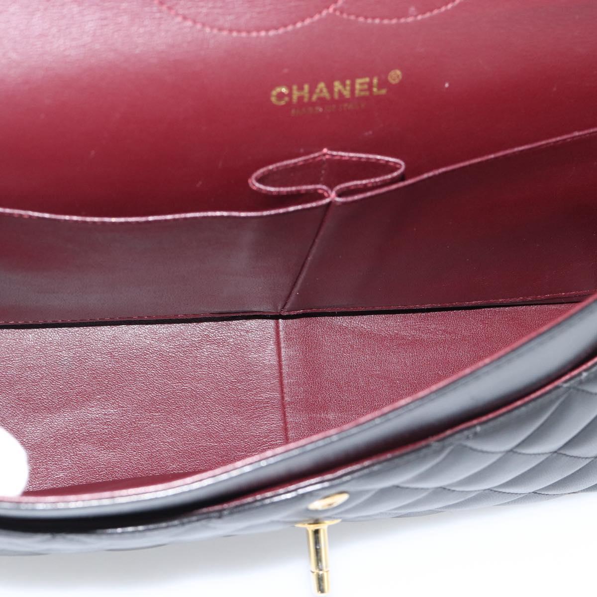 CHANEL Matelasse 30 Chain Shoulder Bag Lamb Skin Gold Black CC Auth 190118SAM