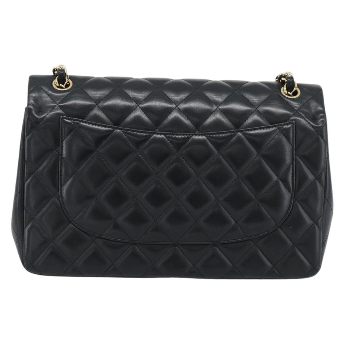 CHANEL Matelasse 30 Chain Shoulder Bag Lamb Skin Gold Black CC Auth 190118SAM