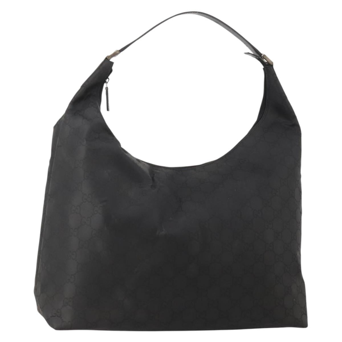 GUCCI GG Canvas Shoulder Bag Nylon Black Silver 012 0384 8 Auth 190125