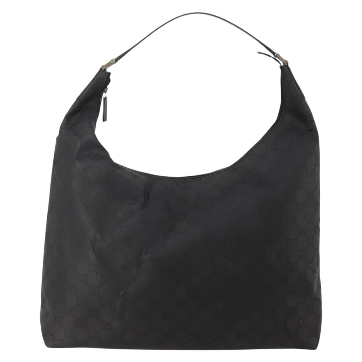GUCCI GG Canvas Shoulder Bag Nylon Black Silver 012 0384 8 Auth 190125