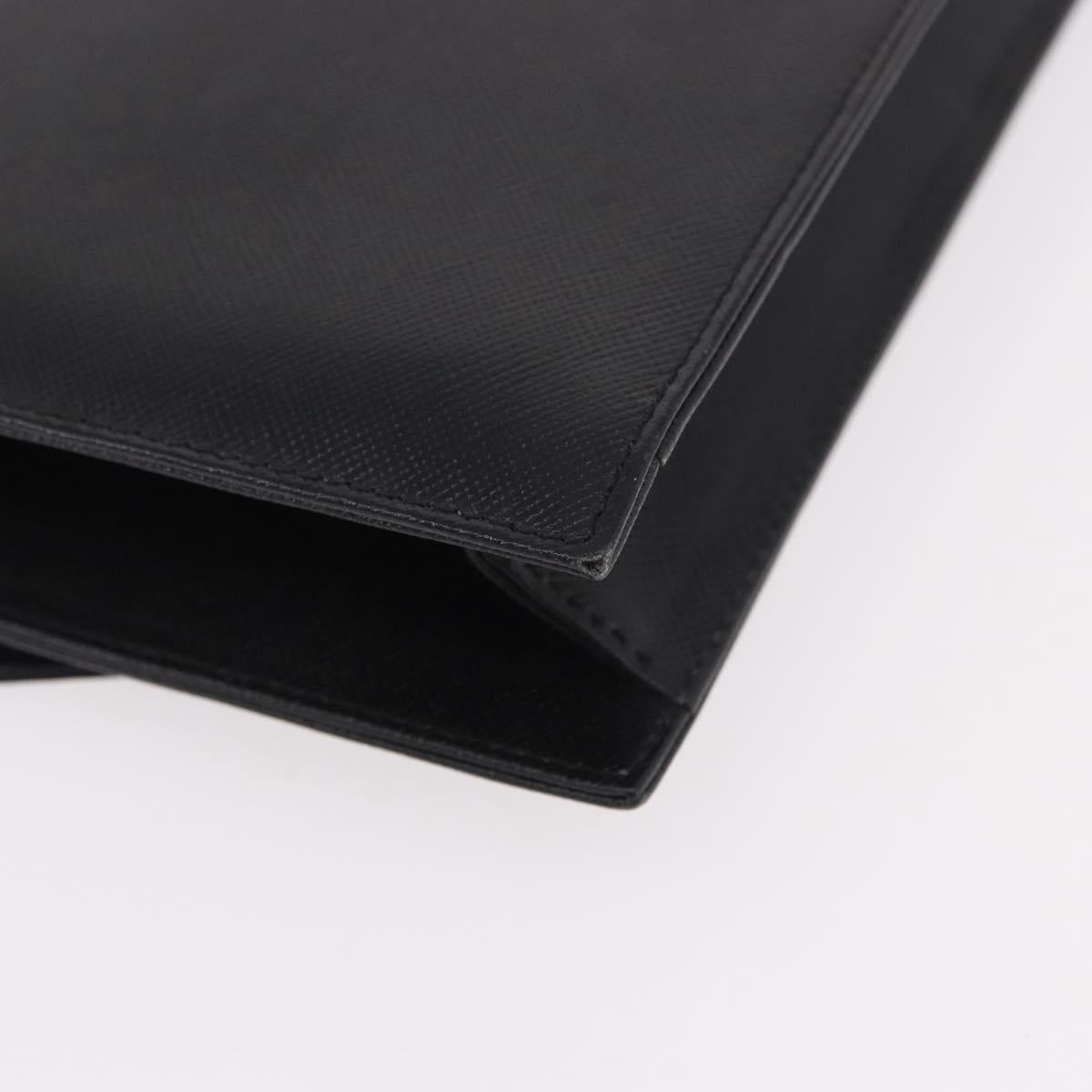 SAINT LAURENT Clutch Bag Leather Black Gold Auth 190126A