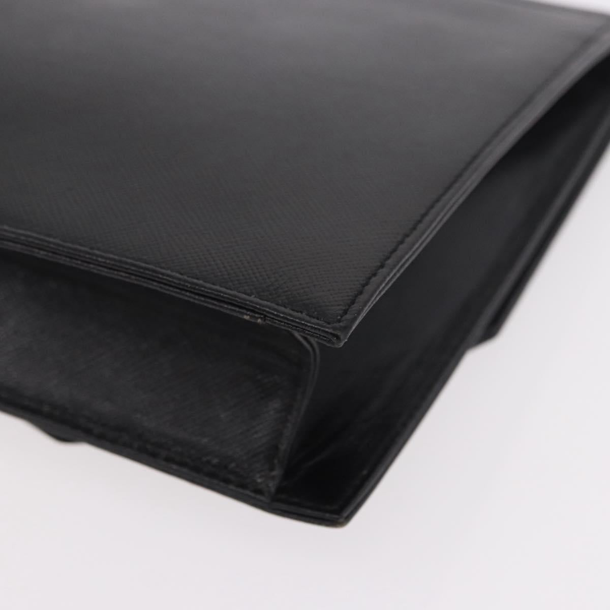 SAINT LAURENT Clutch Bag Leather Black Gold Auth 190126A