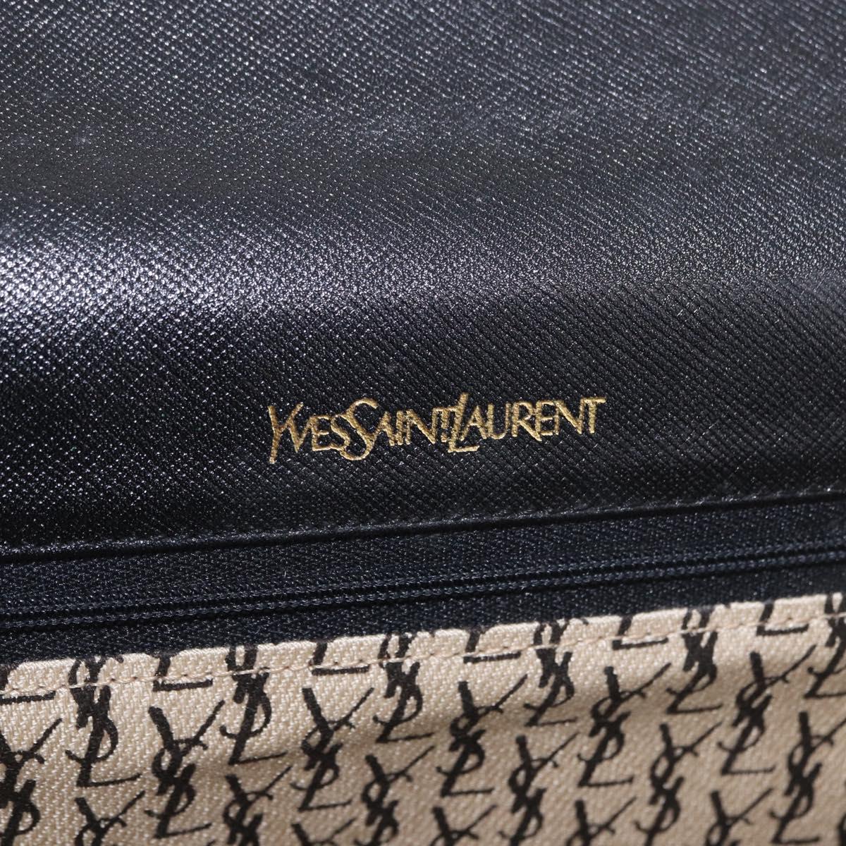 SAINT LAURENT Clutch Bag Leather Black Gold Auth 190126A