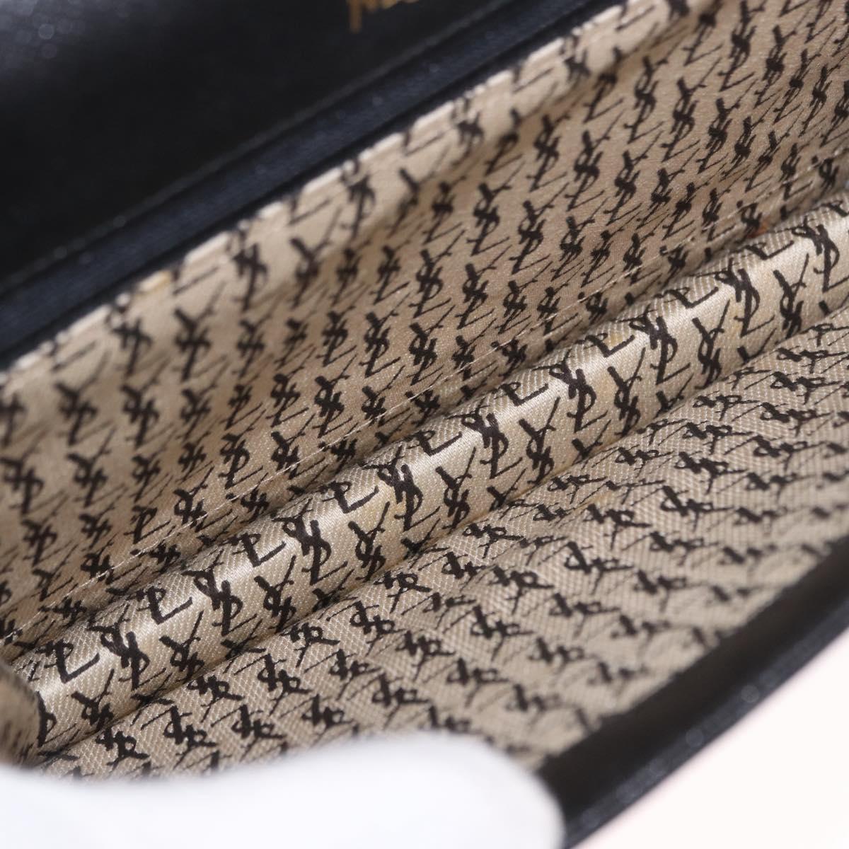 SAINT LAURENT Clutch Bag Leather Black Gold Auth 190126A