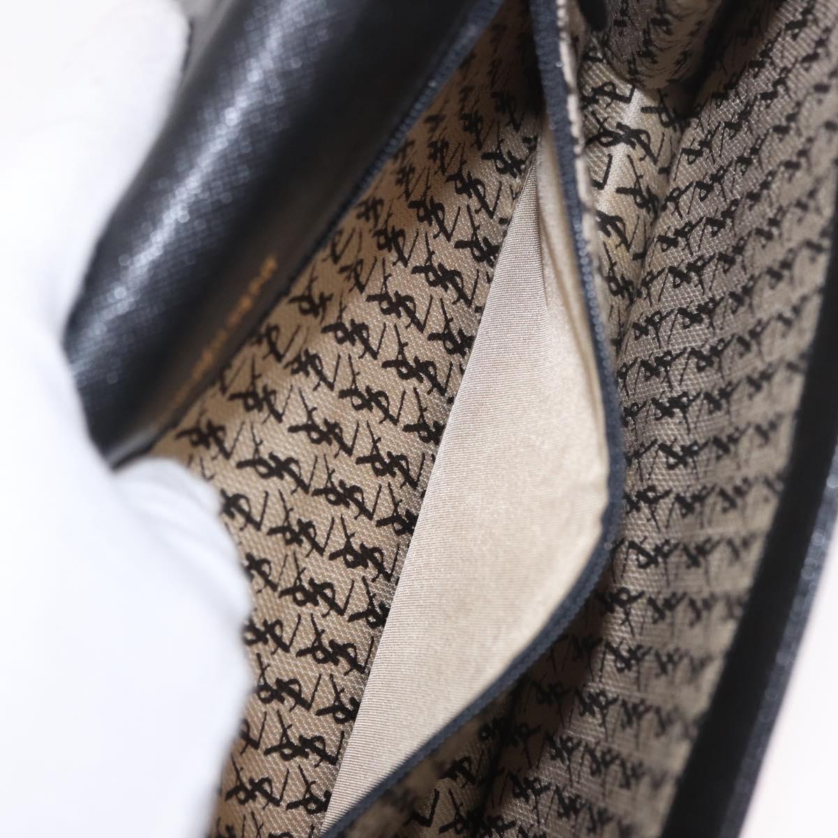 SAINT LAURENT Clutch Bag Leather Black Gold Auth 190126A