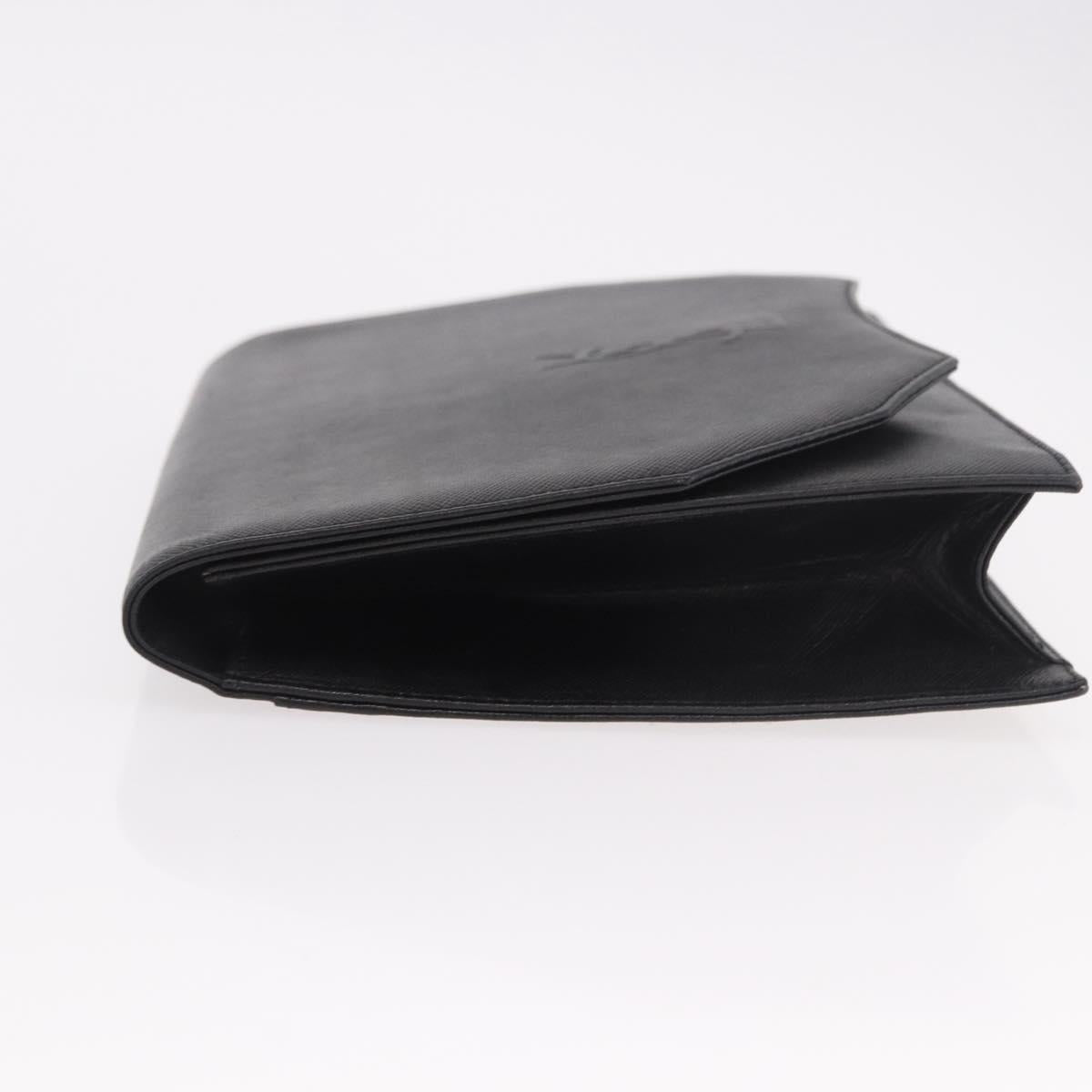 SAINT LAURENT Clutch Bag Leather Black Gold Auth 190126A