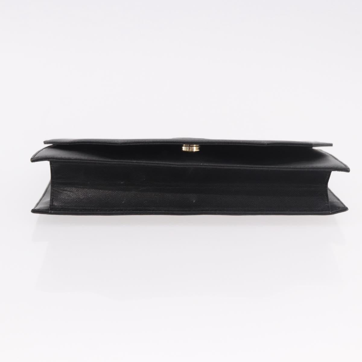 SAINT LAURENT Clutch Bag Leather Black Gold Auth 190126A