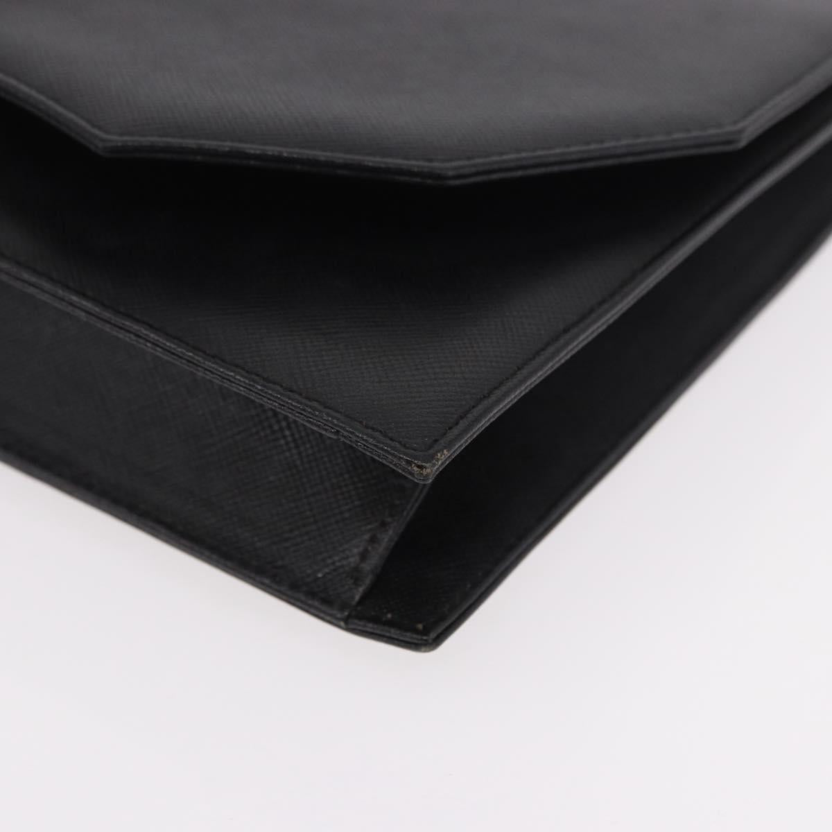 SAINT LAURENT Clutch Bag Leather Black Gold Auth 190126A